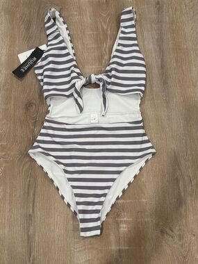 NWT! Striped One-Piece Swimsuit